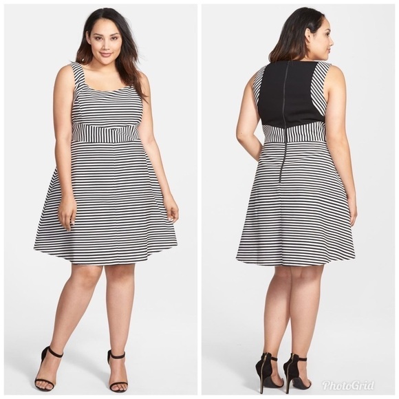 Halogen Contrast Back Stripe Sleeveless Dress 18W - Picture 1 of 8